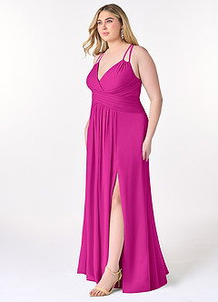 Azazie Farren Bridesmaid Dresses Fuchsia A-Line Pleated Chiffon Convertible Dress image12