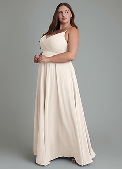 Azazie Amani Bridesmaid Dresses White Alabaster A-Line Pleated Chiffon Dress image5