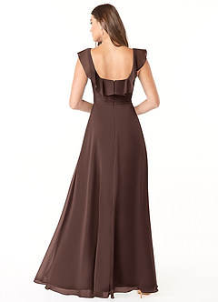 Azazie Jinny Final Sale Mulberry A-Line Square Neckline Ruched Chiffon Dress image4