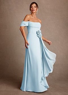 Azazie Amherst Abiti per la Madre della Sposa Abito A-Line in Chiffon a Spalla Scoperta Azzurro image2