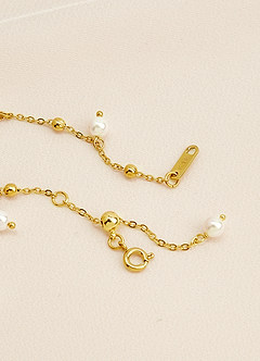 front Pearl Bead Chain Bracelet