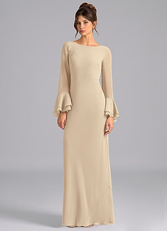 Azazie Leone Bridesmaid Dresses Champagne Mermaid Corset Chiffon Dress image5