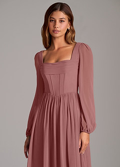 Azazie Hattie Bridesmaid Dresses Desert Rose A-Line Corset Chiffon Dress image7