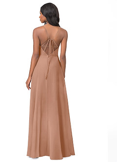 Azazie Everleigh Bridesmaid Dresses Champagne Rose A-Line Sweetheart Pleated Chiffon Dress image3