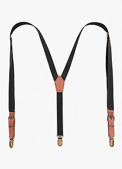 front Matching Skinny Tie & Pocket Square & Suspenders Set