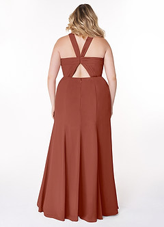 Azazie Rue Bridesmaid Dresses Auburn A-Line Halter Chiffon Dress image8