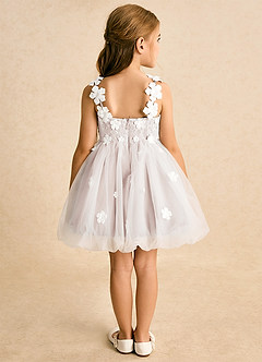Azazie Teacup Blumenmädchenkleider Ballkleid Spitze Tüll Kleid Elfenbein Blassrosa image10