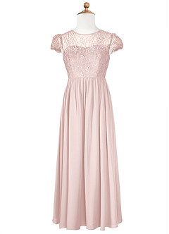 Azazie Delevingne Junior Vestido de Rosa Rubor de Gasa de Corte En A con Encaje image6