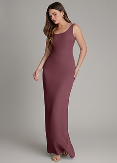 Azazie Hadley Bridesmaid Dresses Sangria Mermaid Pleated Chiffon Dress image4