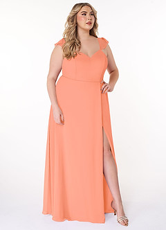 Azazie Everett Bridesmaid Dresses Sunset A-Line V-neck Ruched Chiffon Dress image9