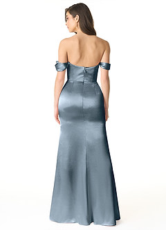 Azazie Liv Bridesmaid Dresses Twilight Sheath Off the Shoulder Metallic Satin Convertible Dress image3