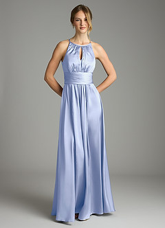 Azazie Bonnie Bridesmaid Dresses Ice A-Line Pleated Stretch Satin Dress image3