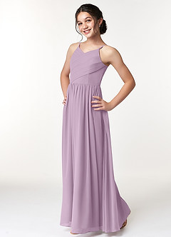 Azazie Cora A-Line Pleated Chiffon Floor-Length Junior Bridesmaid Dress image3