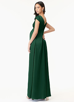 Azazie Allessia Maternity Bridesmaid Dresses A-Line Pleated Stretch Satin Floor-Length Dress image4