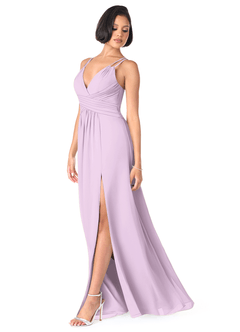 Azazie Farren Bridesmaid Dresses Frosted Lilac A-Line Pleated Chiffon Convertible Dress image3