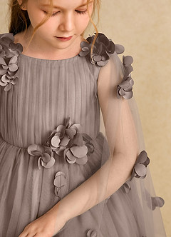 Azazie Staria Blumenmädchenkleider Ballkleid Gestreift Tüll Kleid Taupe image10