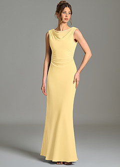 Azazie Kieryn Bridesmaid Dresses Butter Mermaid Pleated Chiffon Dress image1
