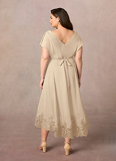 Azazie Palana Mother of the Bride Dresses Champagne A-Line Lace Chiffon Dress image9
