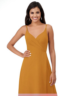 Azazie Lennon Bridesmaid Dresses Butterscotch A-Line Lace Chiffon Dress image6