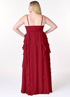 Azazie Peyton Bridesmaid Dresses Scarlet A-Line Ruched Chiffon Dress image8