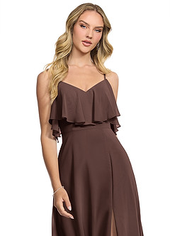 Azazie Jean Vestidos de damas de honor Vestido de Ganache de Gasa de Corte en A Convertible image4