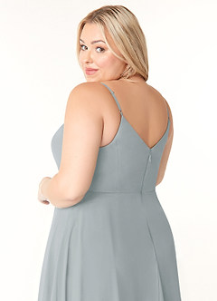 Azazie Clarissa Bridesmaid Dresses Dolphin Grey A-Line V-Neck Chiffon Dress image12