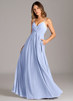 Azazie Amani Suknie dla druhen Linia A Pofałdowany Szyfon Do ziemi Sukienka image1