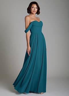 Azazie Loisa Bridesmaid Dresses Ink Blue A-Line Corset Chiffon Convertible Dress image6
