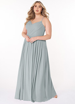 Azazie Cora Bridesmaid Dresses Dolphin Grey A-Line Pleated Chiffon Dress image8