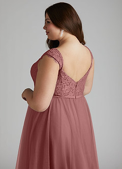 Azazie Luxi Bridesmaid Dresses Desert Rose A-Line Pleated Tulle Dress image11