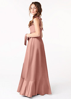 Azazie Barbara Junior Rosette A-Line Bow Stretch Satin Dress image2