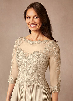 Azazie Corinne Kleider für die Brautmutter A-Linie Pailletten Chiffon Kleid Champagner image6