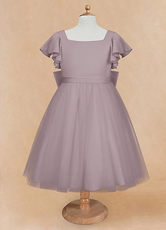 Azazie Kaeya Robe Demoiselle D'honneur Fillette Robe Trapèze en Tulle Arc Crépuscule image5