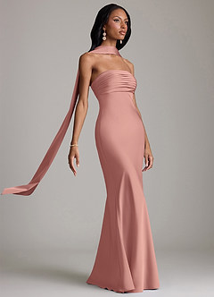 Azazie Saylor Brudtärnklänningar Klä av Sjöjungfru i Stretch Satin Axelbandslös Rosett image10