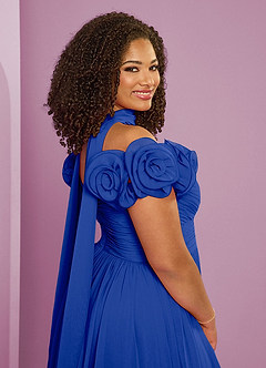 Barbie ♥ Azazie Jurken voor bruidsmeisjes Converteerbaar Jurk van Chiffon met A-Lijn Off the Shoulder Koningsblauw image2