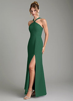 Azazie Rue Bridesmaid Dresses Dark Green A-Line Halter Chiffon Dress image5