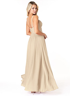 Azazie Chanel Bridesmaid Dresses Champagne A-Line Pleated Chiffon Dress image5
