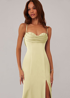 Barbie ♥ Azazie Bridesmaid Dresses Lemon Sorbet Mermaid Corset Stretch Satin Dress image5