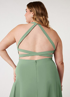 Azazie Clarice Bridesmaid Dresses Matcha A-Line Halter Chiffon Dress image10