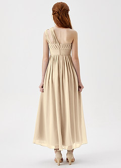 Azazie Anissa Junior Champagne A-Line Pleated Chiffon Dress image2
