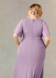 Azazie Selah Mother of the Bride Dresses Wisteria A-Line V-Neck ruched Mesh Dress image7