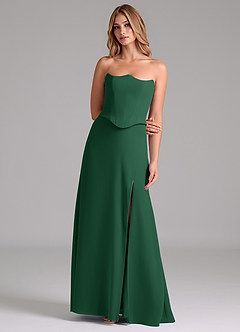 Azazie Jenilyn Bridesmaid Dresses Dark Green A-Line Strapless Chiffon Dress image4