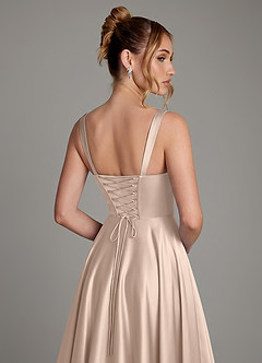 Azazie Azaria Brautjungfernkleider A-Linie Korsett Stretch-Satin Kleid Englisches Rosa image2