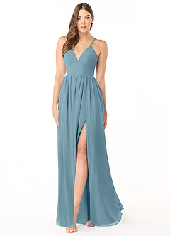 Azazie Aaida Abiti da Damigella Abito A-Line in Chiffon Corsetto Blu Lunatico image1