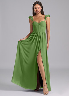 Azazie Denisse Suknie dla druhen Linia A Marszczony Szyfon Do ziemi Sukienka image4