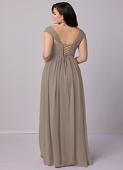 Barbie ♥ Azazie Bridesmaid Dresses Taupe A-Line Corset Chiffon Dress image10