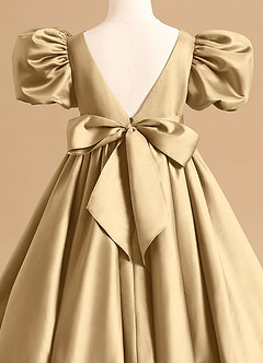 Azazie Jellybean Blumenmädchenkleider Ballkleid Gestreift Matte Satin Kleid Gold image5
