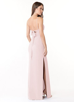 Azazie Mai Bridesmaid Dresses Blushing Pink Sheath Pleated Chiffon Dress image4