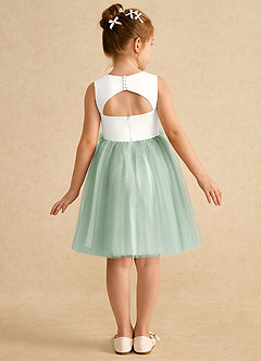 Azazie Louisa Flower Girl Dresses Ivory Agave A-Line Sleeveless Tulle Dress image2