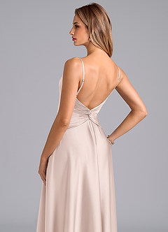 Azazie Elita Brautjungfernkleider A-Linie Plissee Stretch-Satin Kleid Zartrosa image2